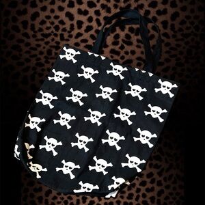 Emo Skull & Bones rockcore medium sized tote bag